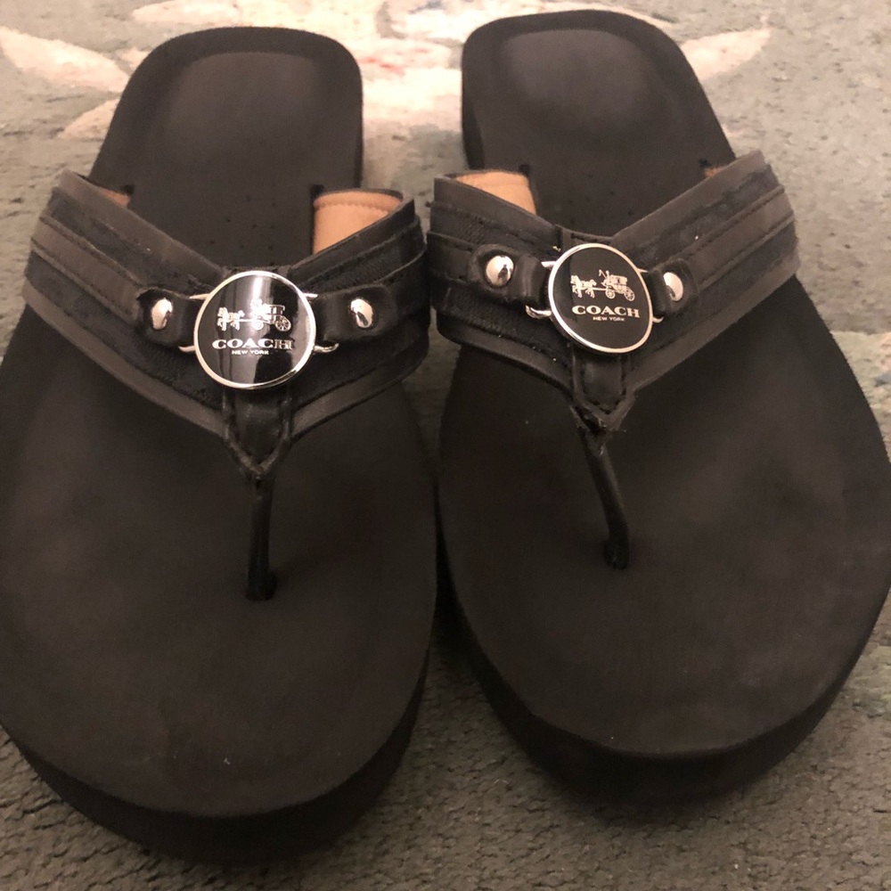 Black Coach Flip Flops